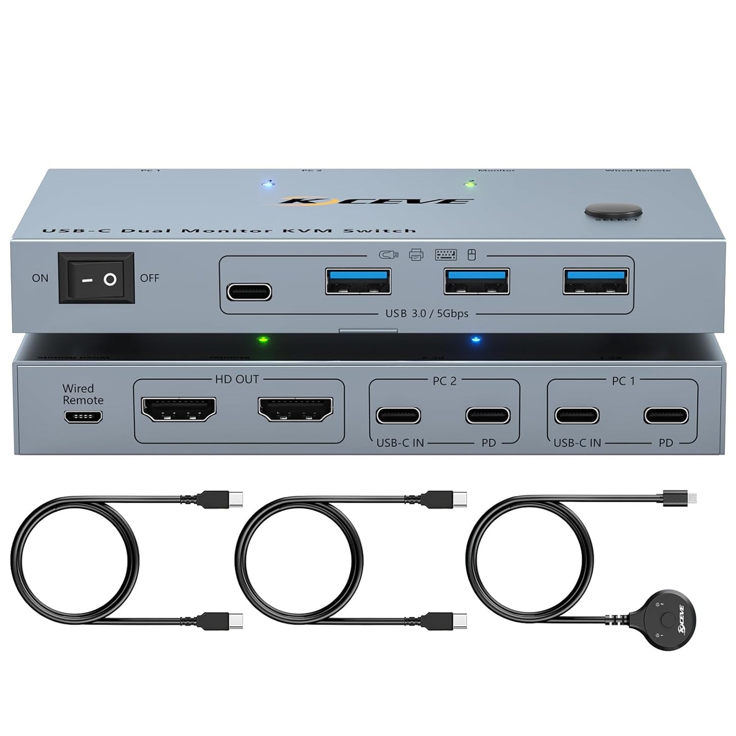 USB C KVM Switch for 2 Monitors and 2 Laptops with 4K Support