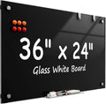 MaxGear Glass Whiteboard 36x24 in Frameless Magnetic Dry Erase Board
