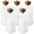 White Round Spandex Cocktail Tablecloths 5 Pack - Stretch Skirt Fit