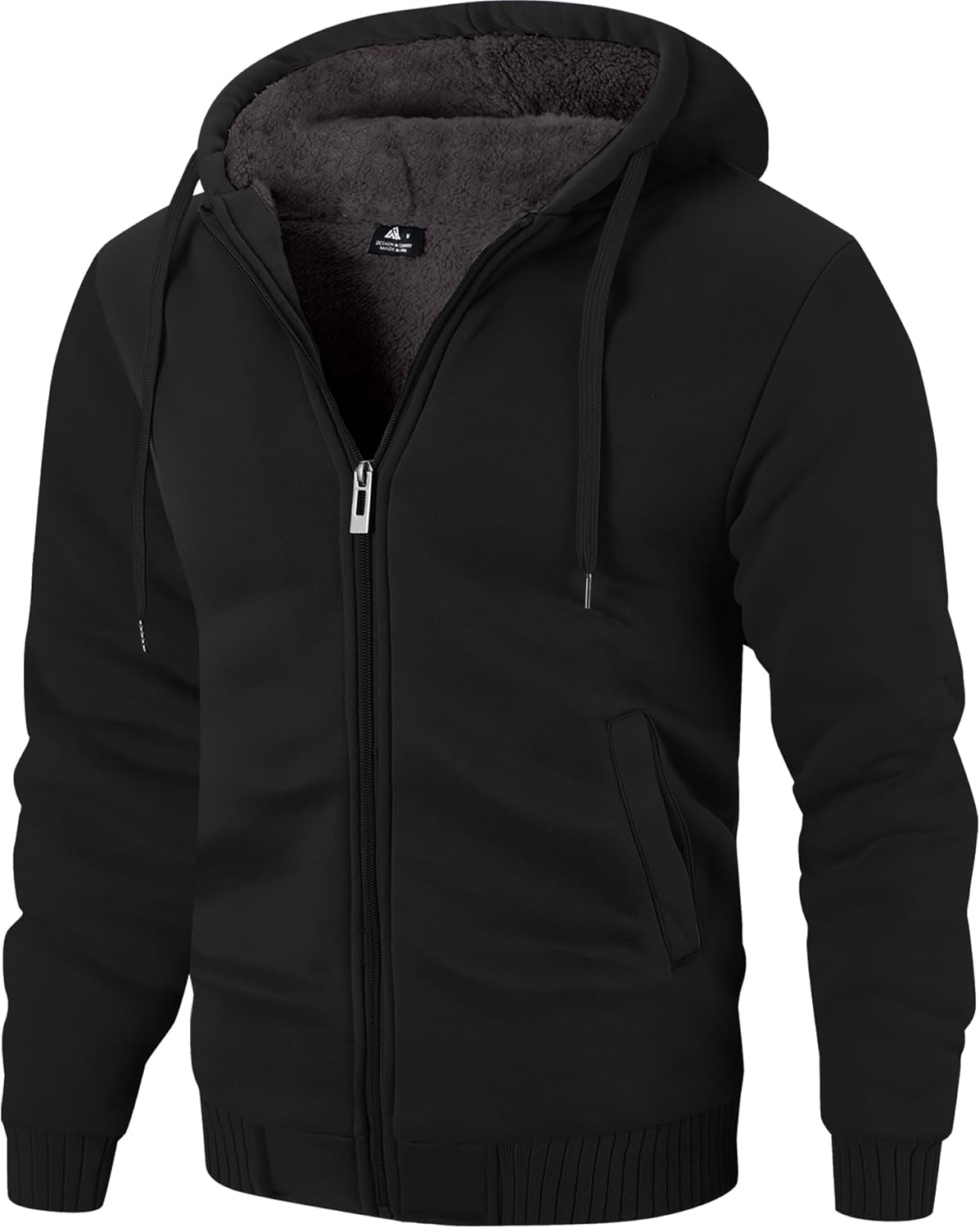 ZITY Men's Heavyweight Zip Up Hoodie for Winter Comfort