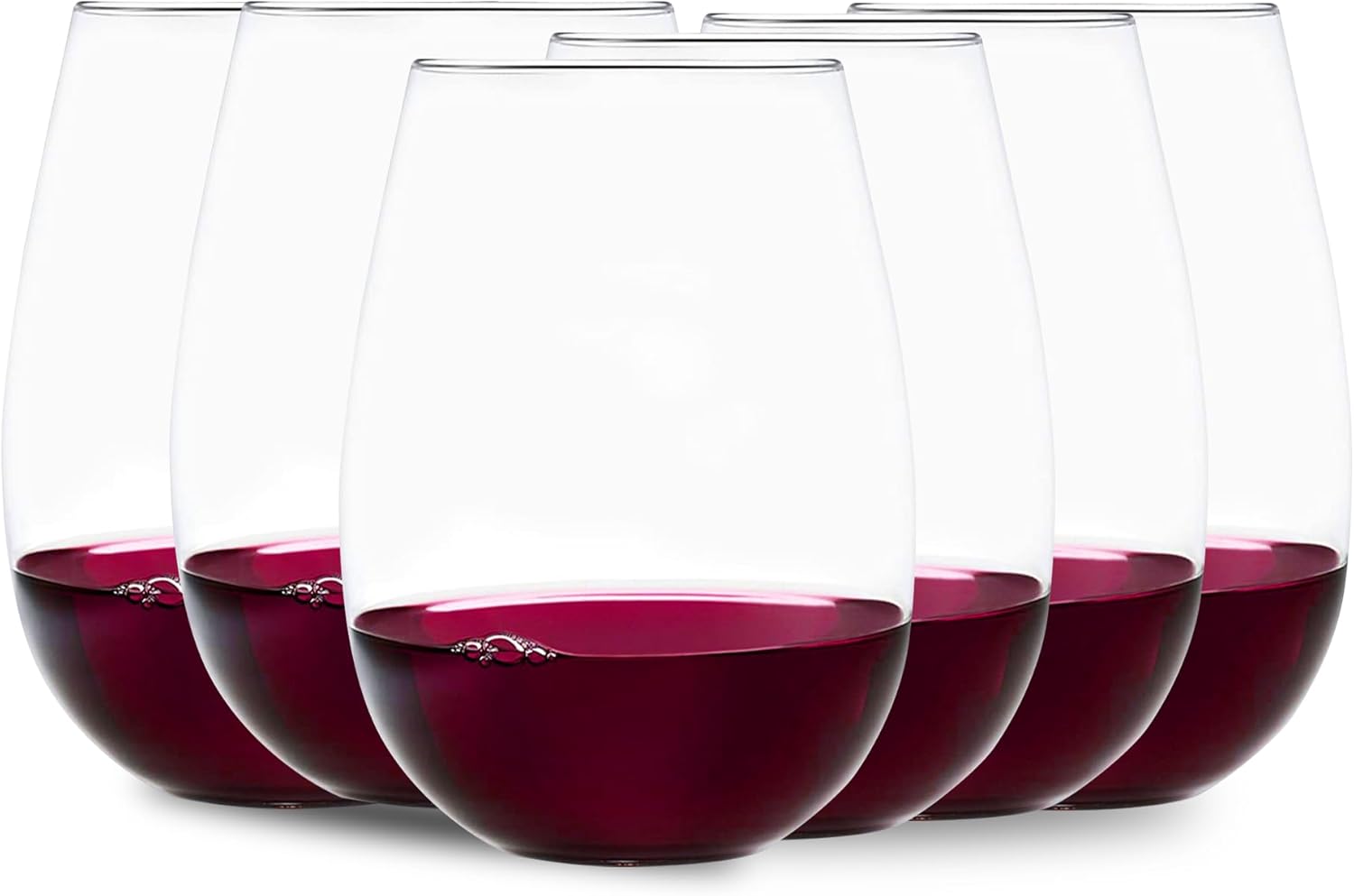 Elegant Stemless Wine Glasses Set of 6, 17 Fl Oz, Lead-Free