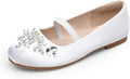 Girls Ballet Flats Flower Mary Jane Dress Shoes - Shiny Pearl Detail