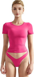 SUUKSESS Women Double Lined Fitted Basic Tee Crew Neck - Soft Y2K Crop