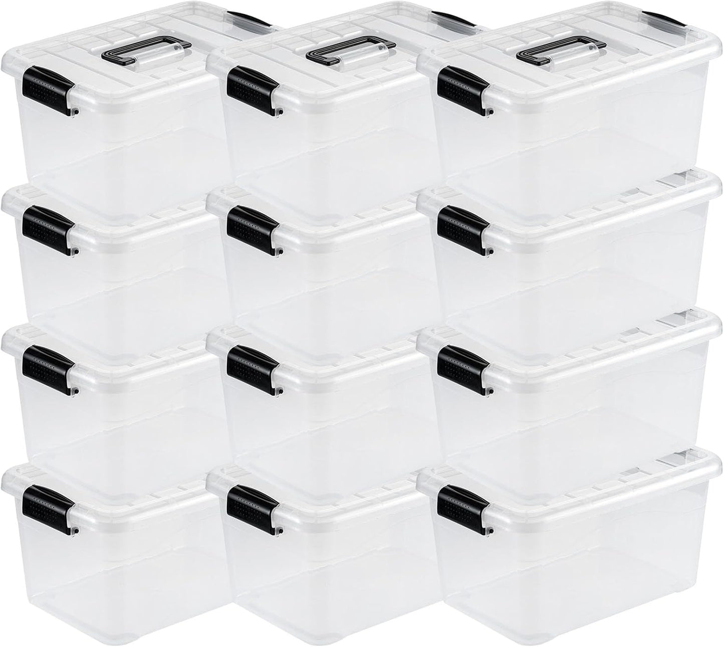 Nazhura Plastic Storage Bin Set: Stackable 12QT Storage Boxes