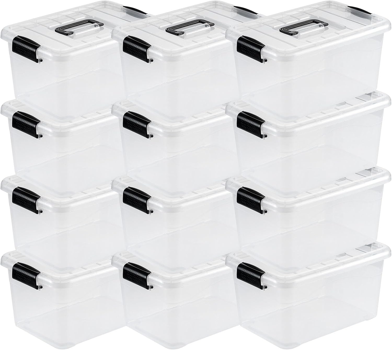 Nazhura Plastic Storage Bin Set: Stackable 12QT Storage Boxes
