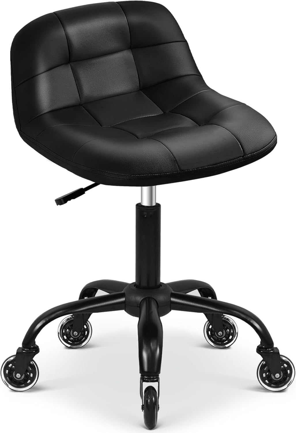 Rolling Stool with Wheels for Garage and Shop Use - Black