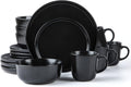 SKUGGA Round Stoneware 16pc Dinnerware Set for 4 - Matte Black