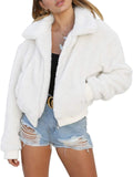 AKEWEI Women's Short Faux Fur Coat - Cozy Cropped Winter Jacket