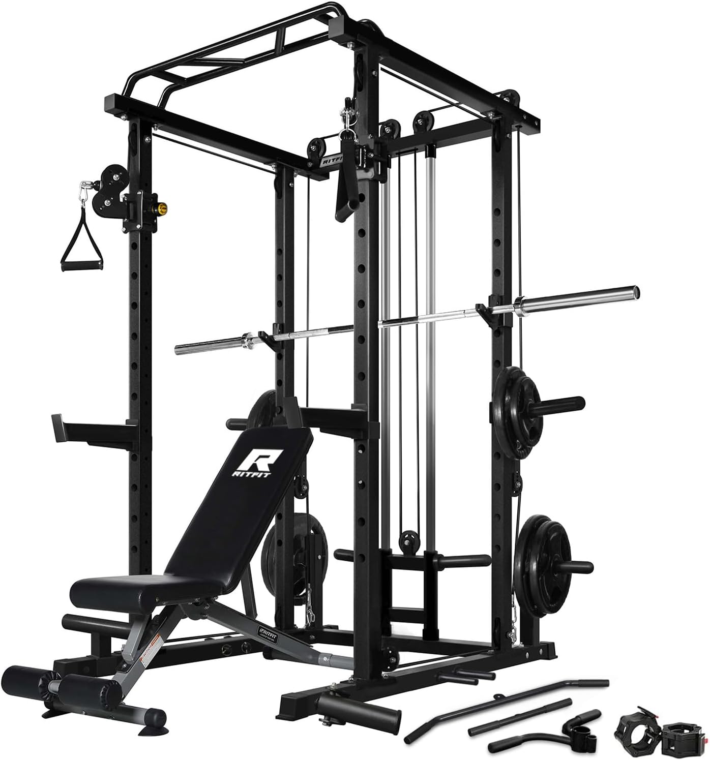 RitFit Power Cage: 1000LB Squat Rack with LAT PullDown