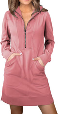Sweatshirt Dress for Women Half Zip V Neck - Casual Fall Tunic