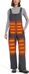 Women's Waterproof Heated Insulated Bib Overalls with Battery Pack