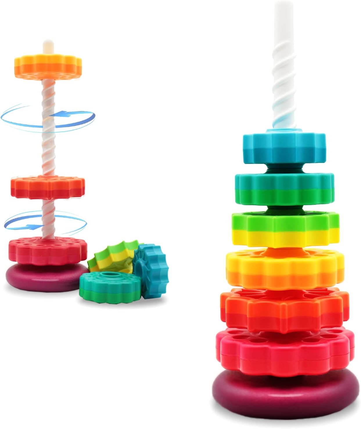 Rainbow Spin & Stack Toy for Sensory Learning | LUCKFUTURE