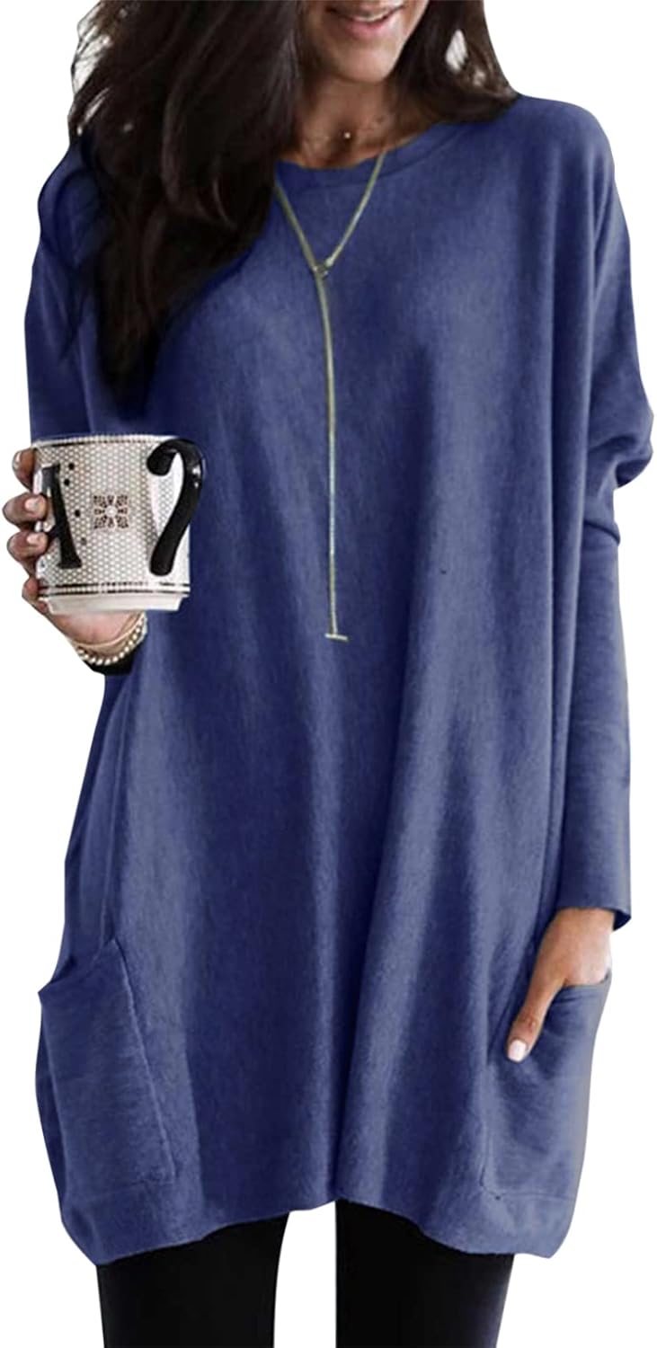 Dokotoo Womens Fall Fashion Long Sleeve Pullover Tunic Tops