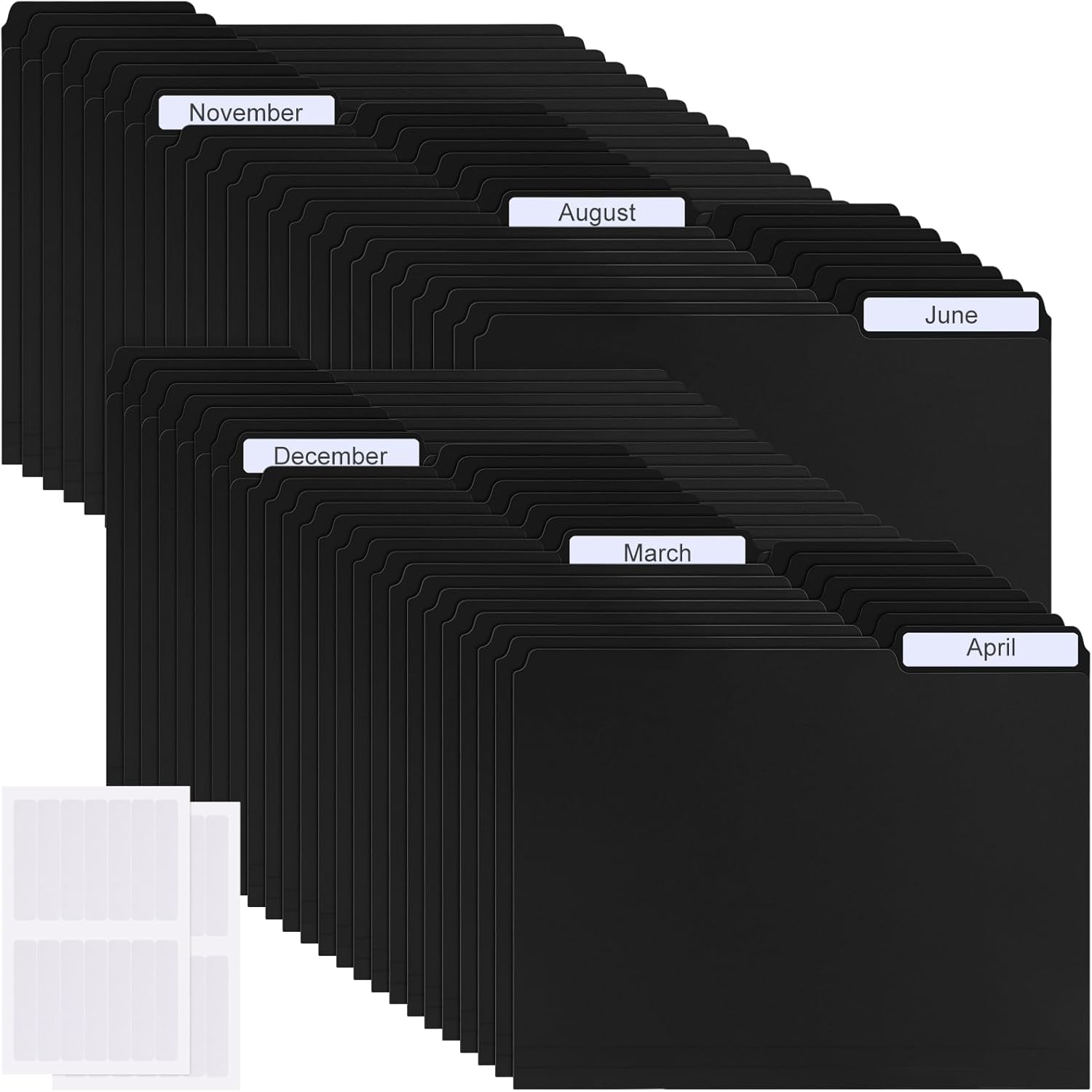 Moinchore 48 Pack Colored Plastic File Folders with Tabs