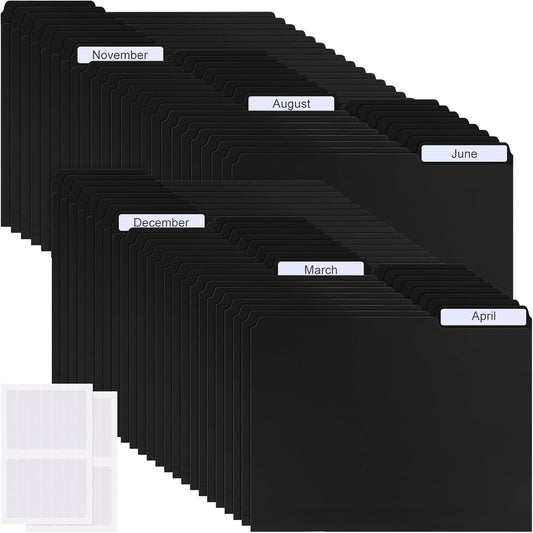 Moinchore 48 Pack Colored Plastic File Folders with Tabs