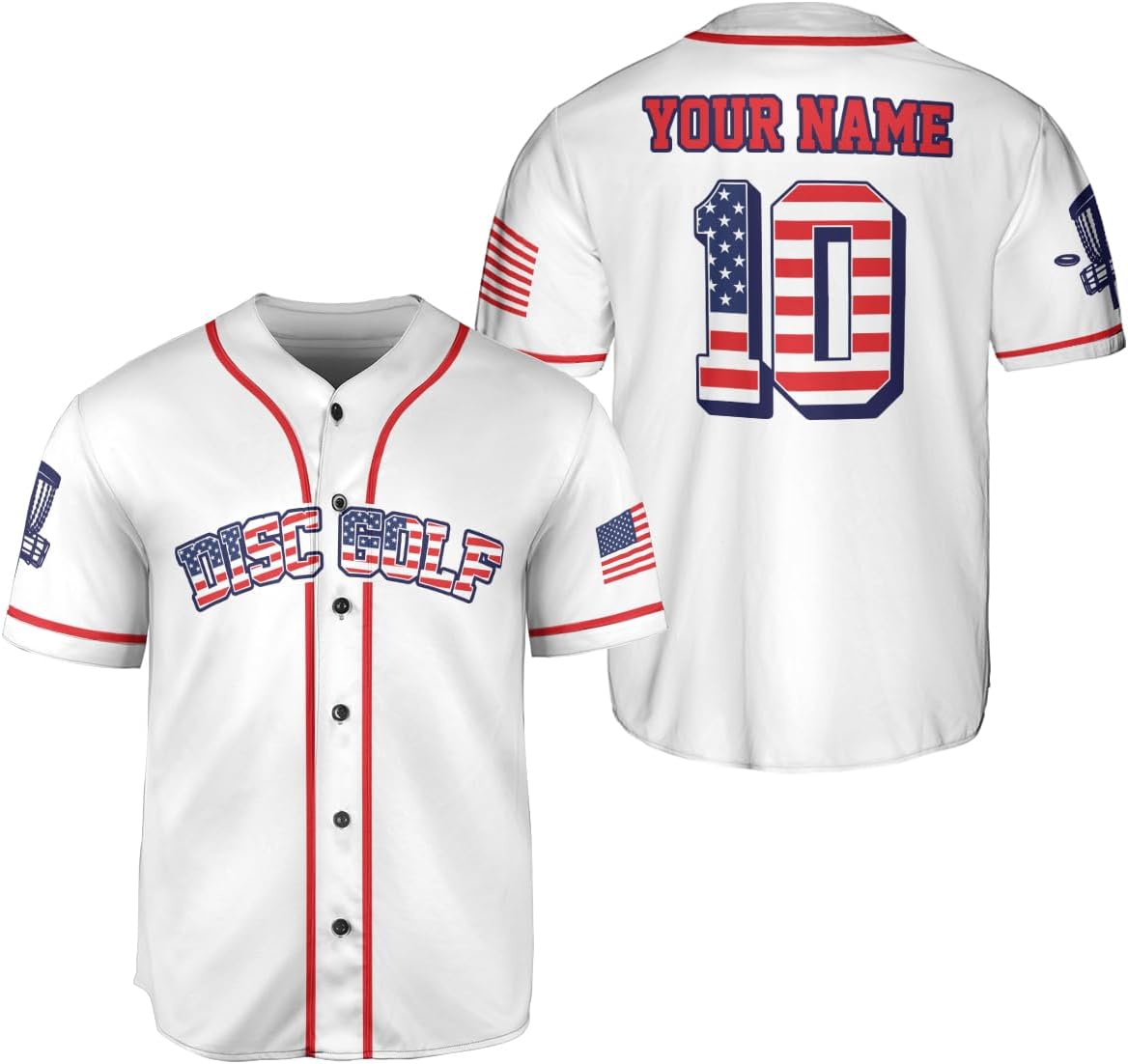 Custom Disc Golf Jersey: USA Flag Design