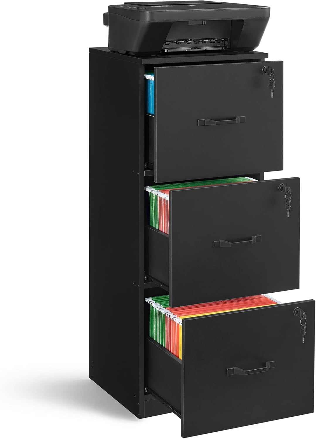 VASAGLE 3 Drawer File Cabinet with Lock for Home Office Use