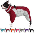 Fullbody Dog Coat Warm Fleece Jacket with Built-In Harness - Red XS