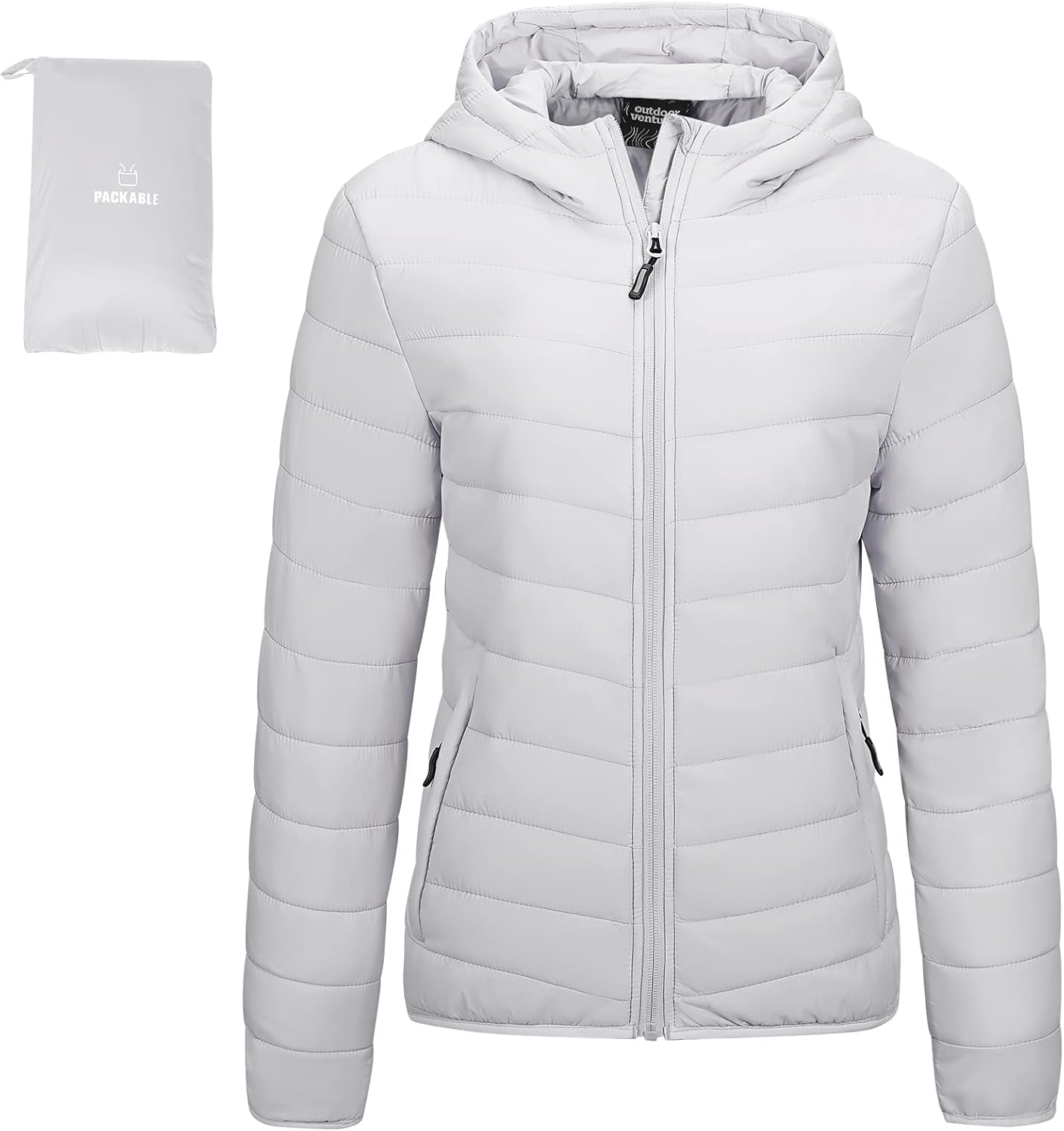 Outdoor Ventures Women's Packable Lightweight Full-Zip Puffer Jacket