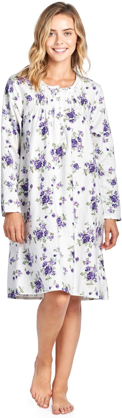 Casual Nights Women's Flannel Floral Long Sleeve Nightgown Review
