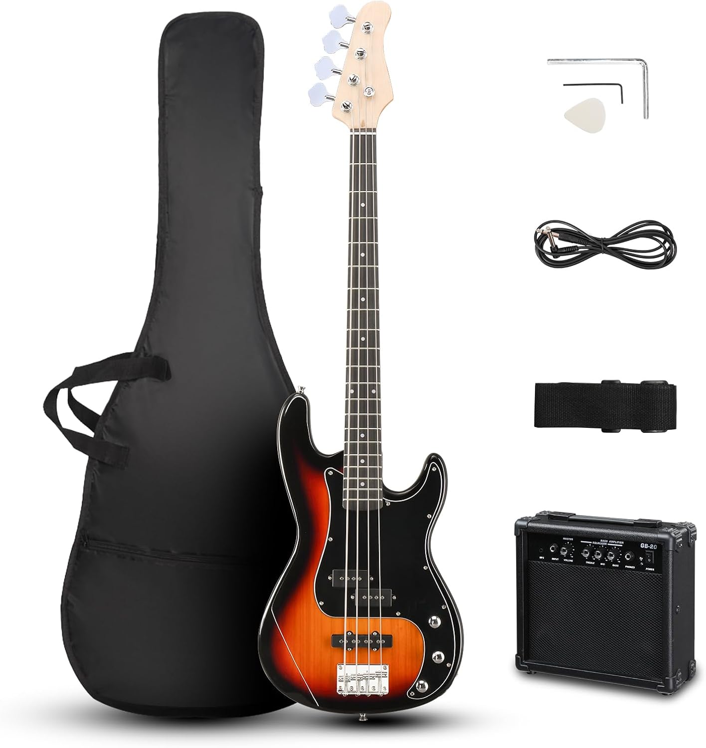 Ktaxon 4 String Bass Guitar Starter Kit with 20W AMP and More
