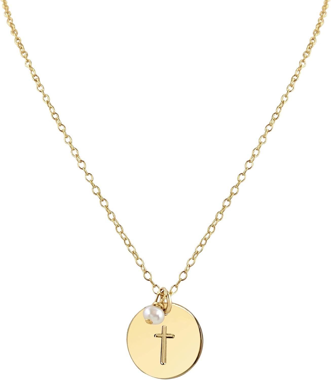 Handmade Pearl Cross Charm Necklace for Christmas Gift Ideas