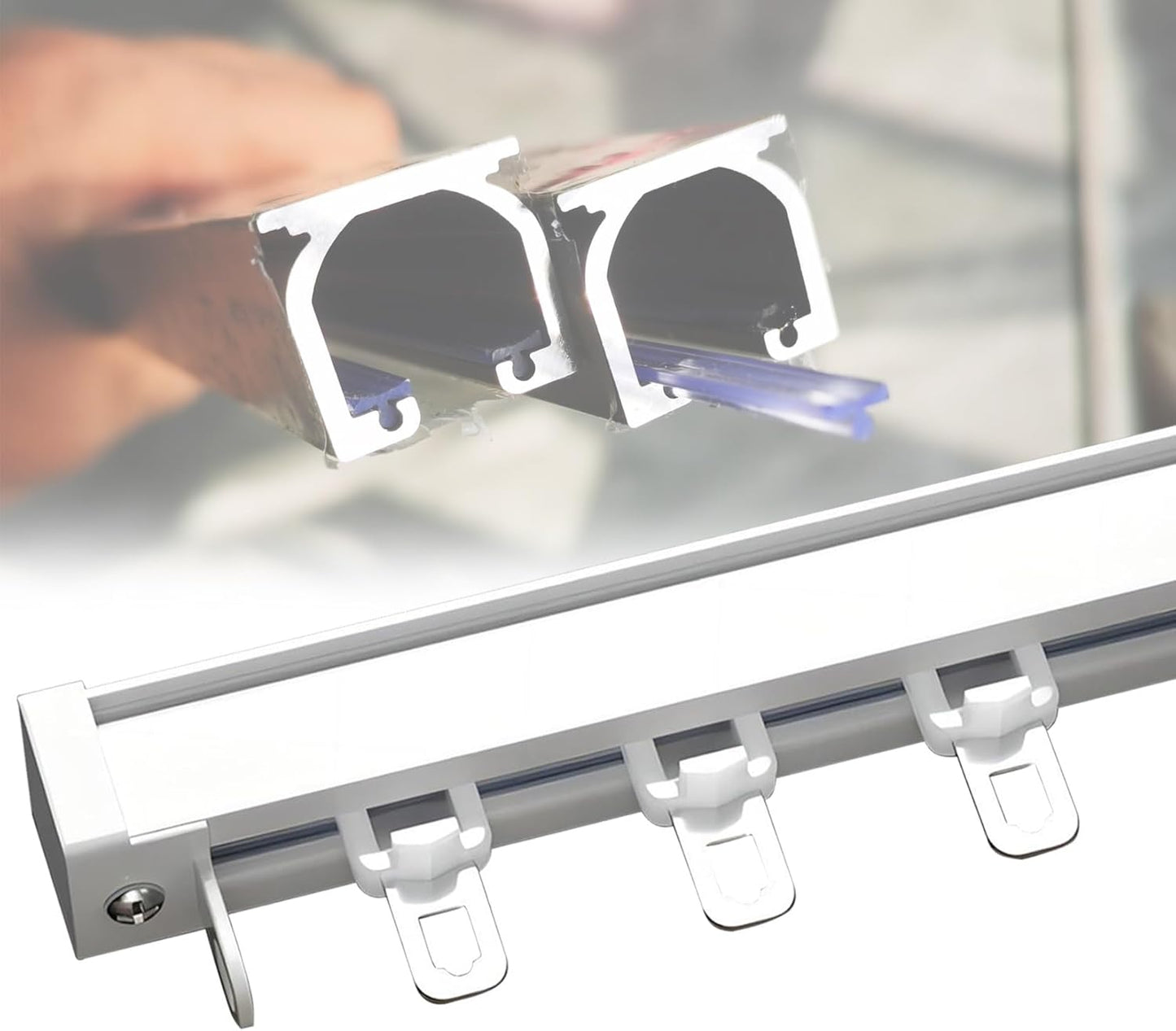 Silent Sliding Curtain Rods Set - White - 260cm