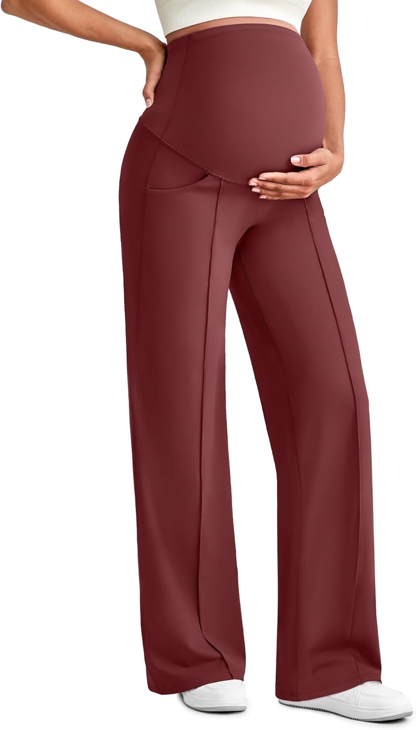 G4Free Maternity Dress Yoga Pants with Pockets for Comfort