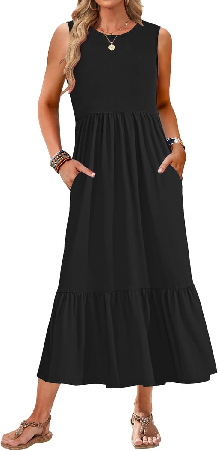AUSELILY Womens Summer Dresses 2025 Casual Flowy Maxi Dress