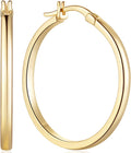14K Gold Hoop Earrings for Women Lightweight Hoops - Comfortable