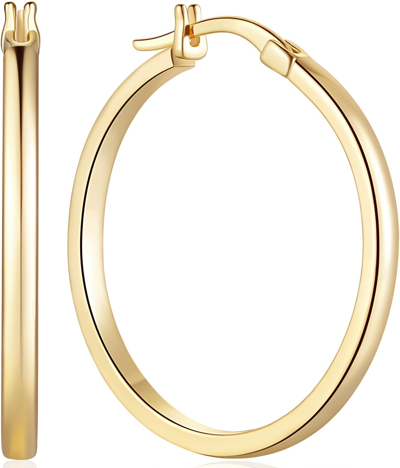 14K Gold Hoop Earrings for Women - Lightweight and Stylish