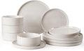 Famiware Nebula Plates and Bowls Set, 12-Piece Dinnerware Set - Creamy