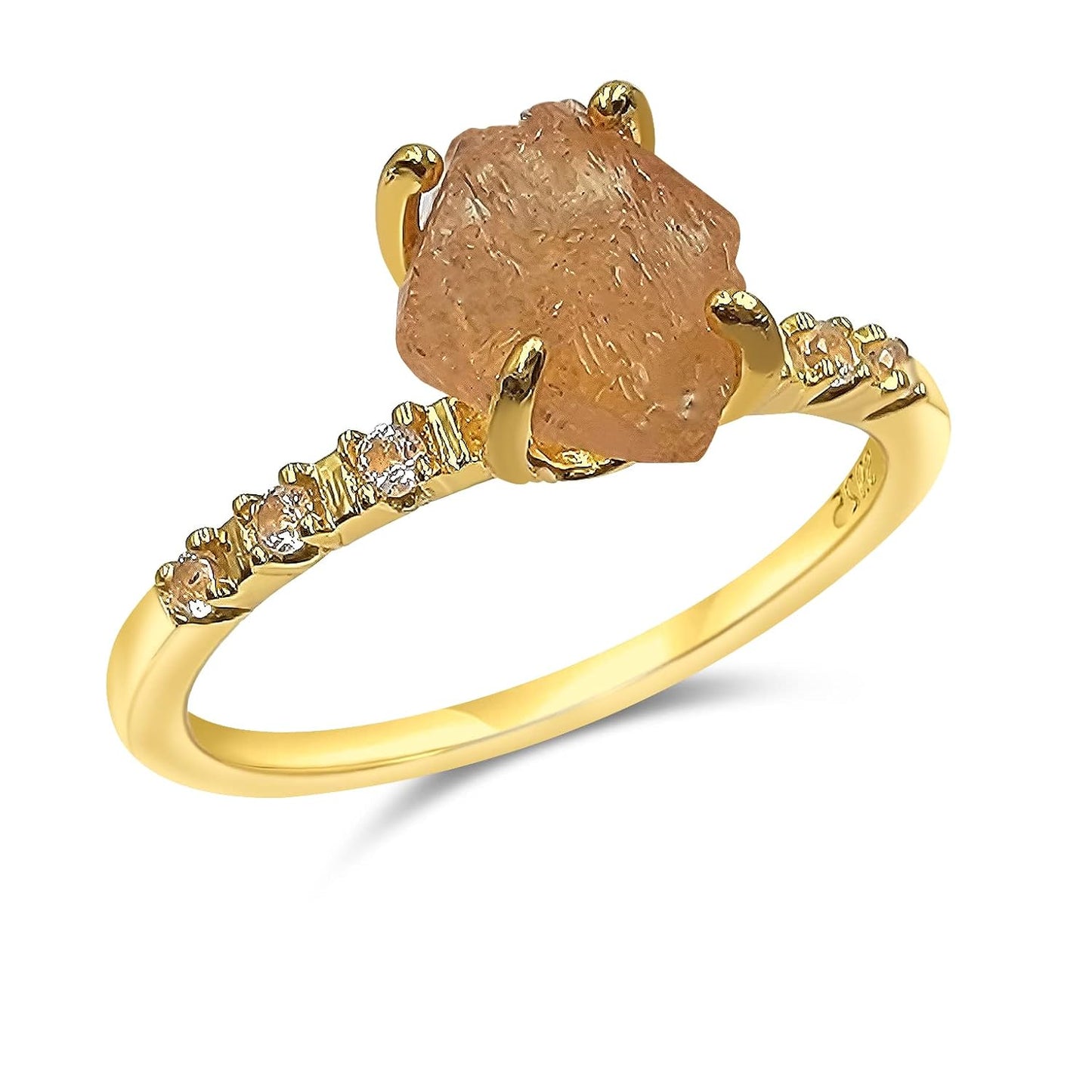 Real Raw Imperial Topaz Dainty Ring in Yellow Gold for Gifts