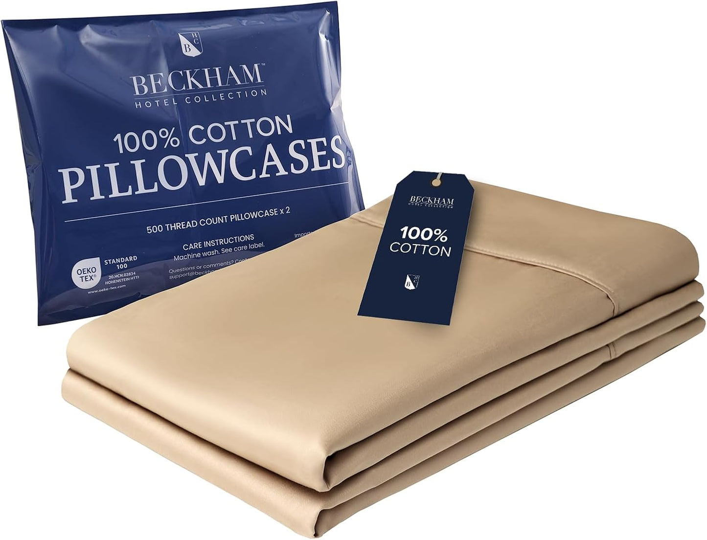 Beckham Hotel Collection King Size Pillow Cases Set of 2, 500TC