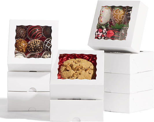 100PCS 5x5x2 Inch Bakery Boxes for Cookies and Treats