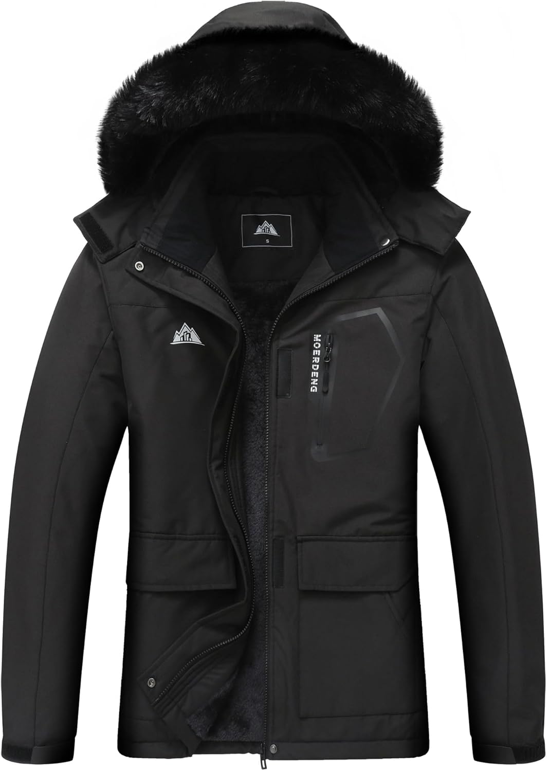 MOERDENG Women's Waterproof Ski Jacket - Warm Hooded Coat