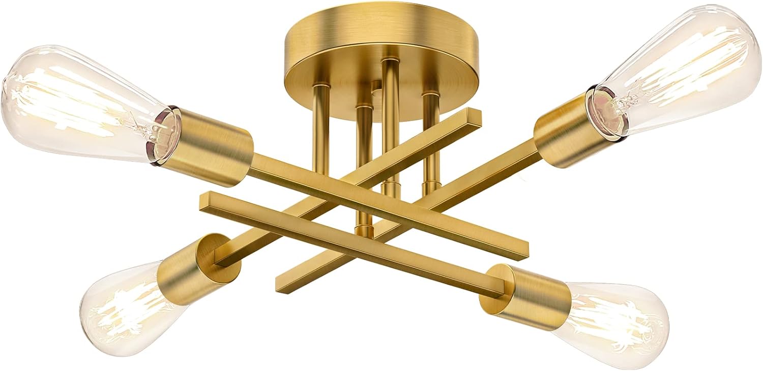 Gold Semi Flush Mount Ceiling Light Fixture for Modern Spaces
