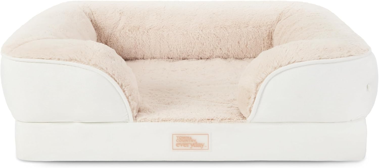 CuddleTown Comfy Solid Bolster Sofa Pet Bed for Medium Pets