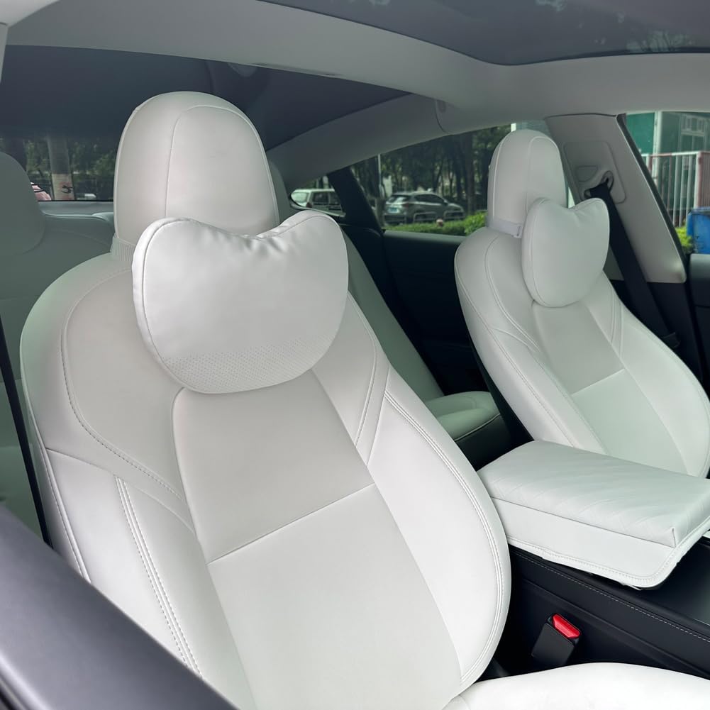 TESBEAUTY Nappa Leather Seat Headrest Pillow for Tesla Models