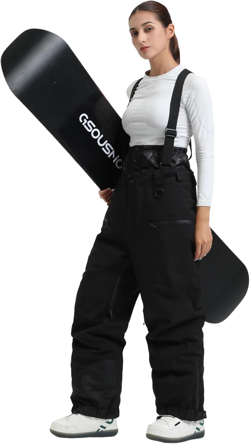 GSOU SNOW Women's Insulated Ski Bibs - Waterproof & Windproof