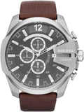 Diesel Mega Chief Men's Stainless Steel Watch with Brown Leather Band