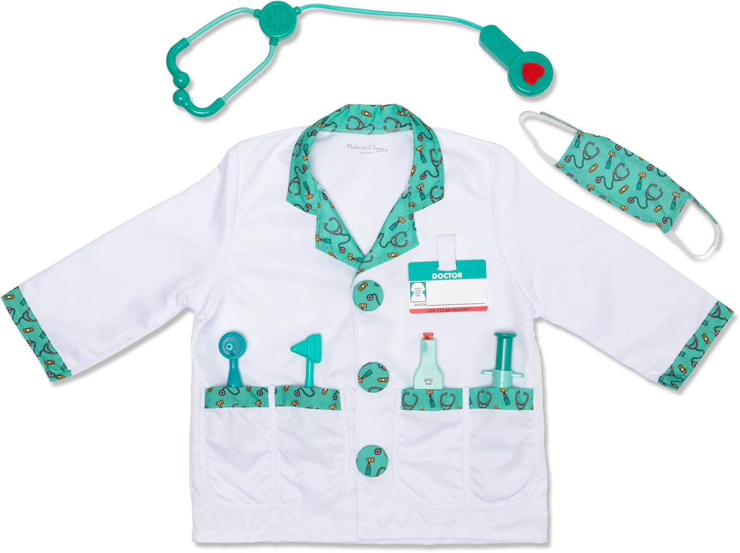 Melissa & Doug Doctor Costume Dress-Up Set for Kids - 8-Piece Fun