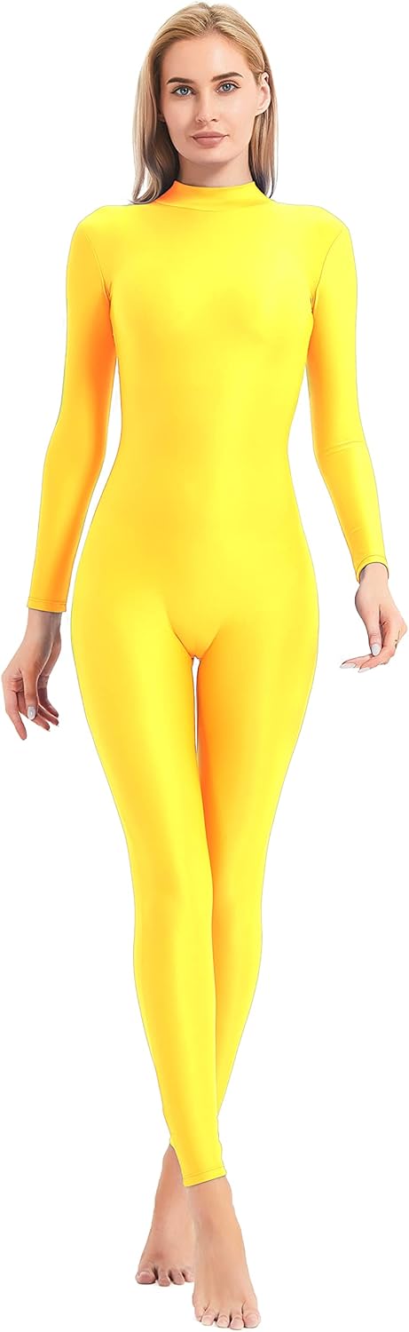 speerise Adult High Neck Zip One Piece Unitard for Women