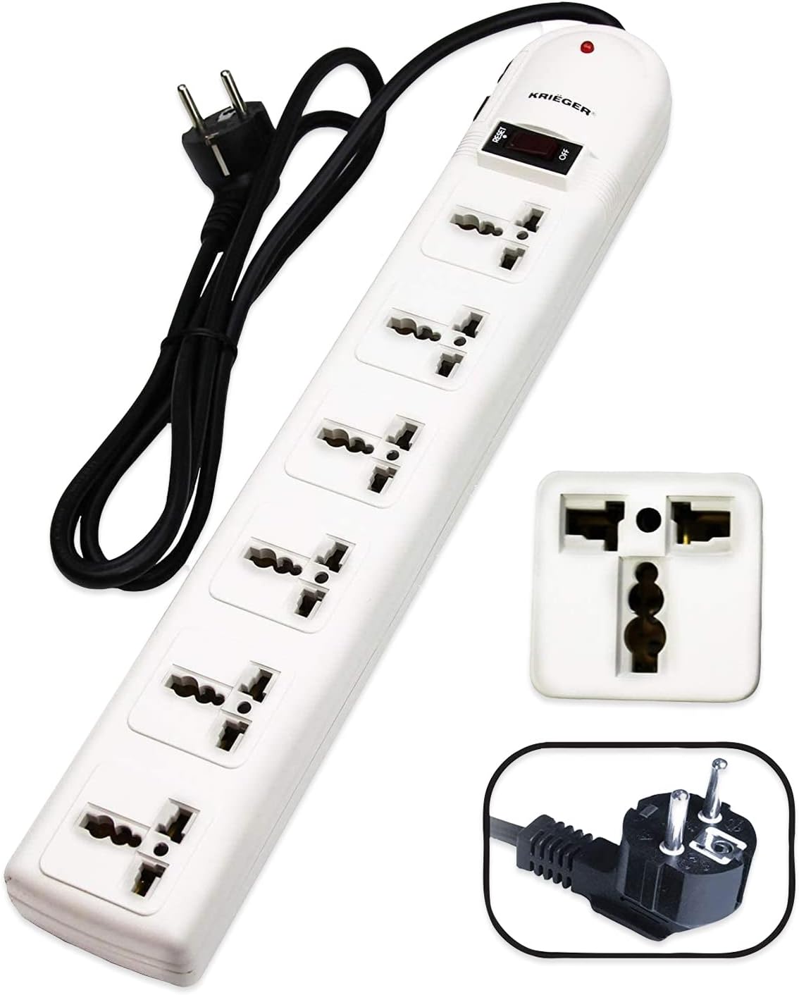 KRIEGER Universal Power Strip with 6 Outlets and Surge Protection