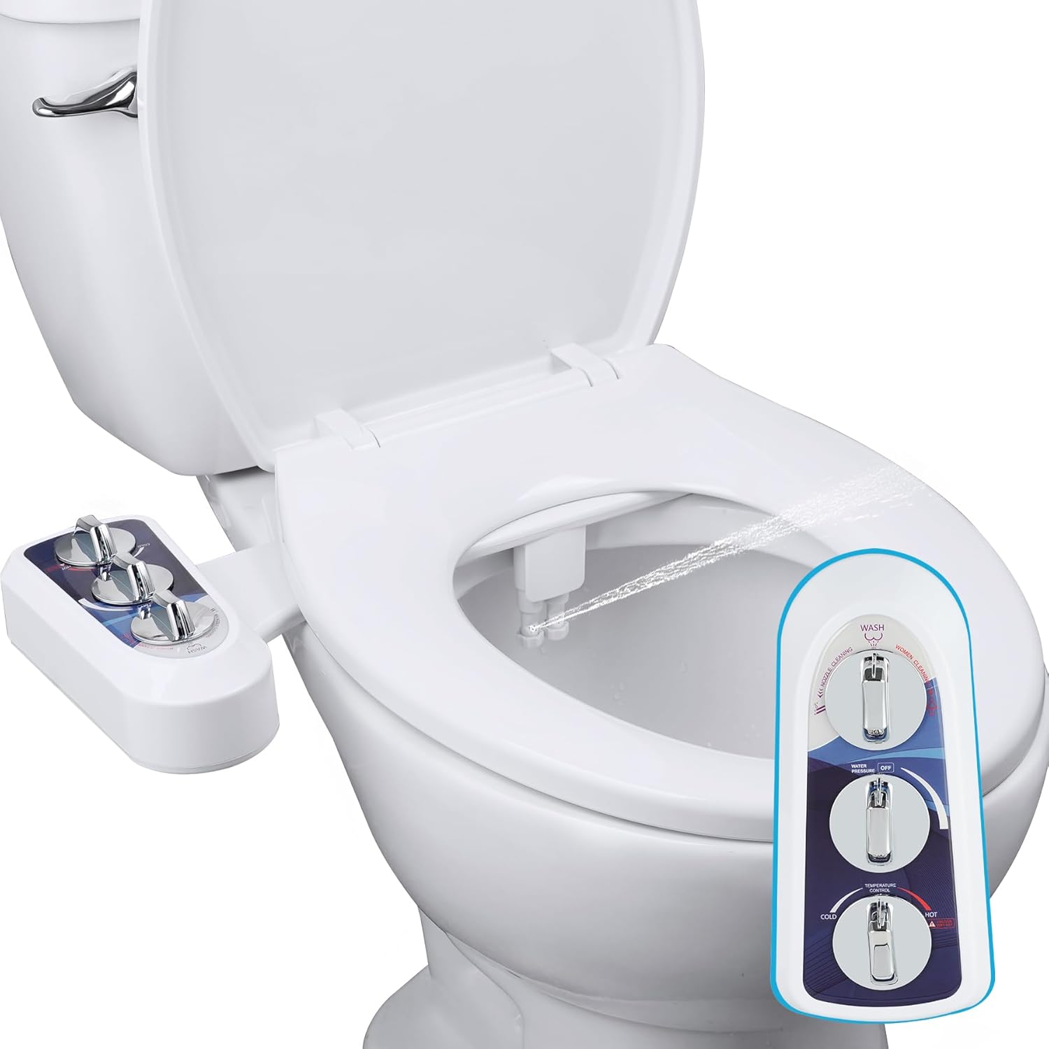 Hibbent Bidet Attachment for Toilet with Dual Nozzle Features