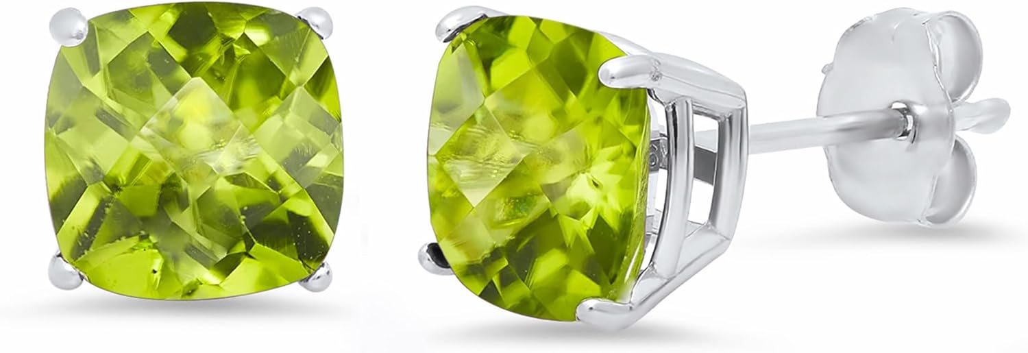 14k White or Yellow Gold Cushion-Cut December Birthstone Earrings