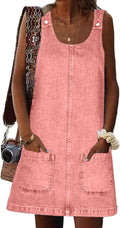 Denim Overall Dress Mini Jumper Skirt for Women - Casual Vintage Style
