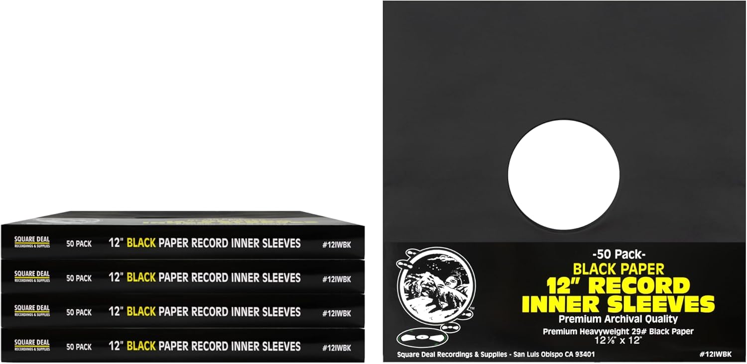 Black Paper Super Heavyweight 12in Record Inner Sleeves - 250 Pack