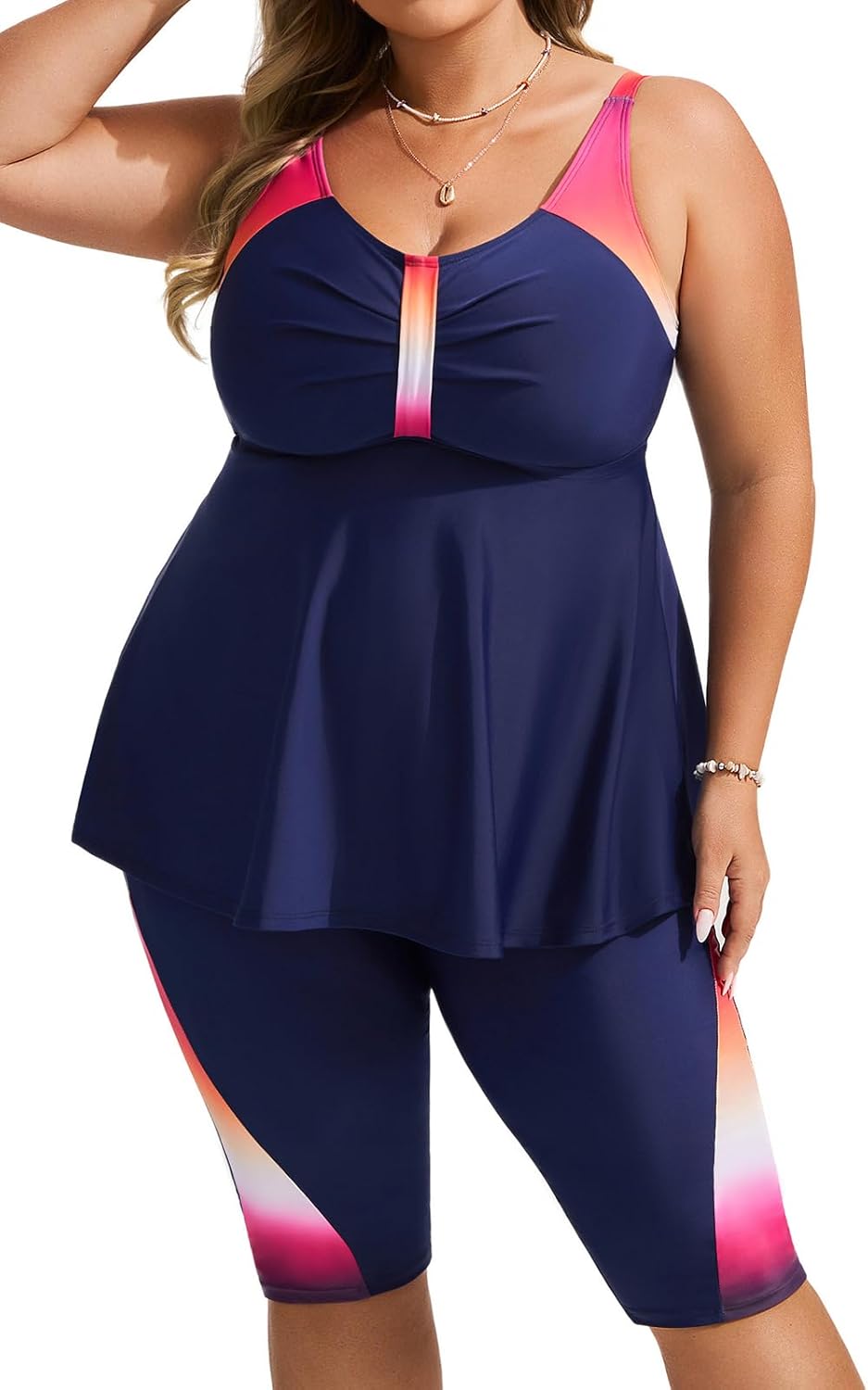 Hanna Nikole Plus Size Tankini Swimsuits for Women with Capris