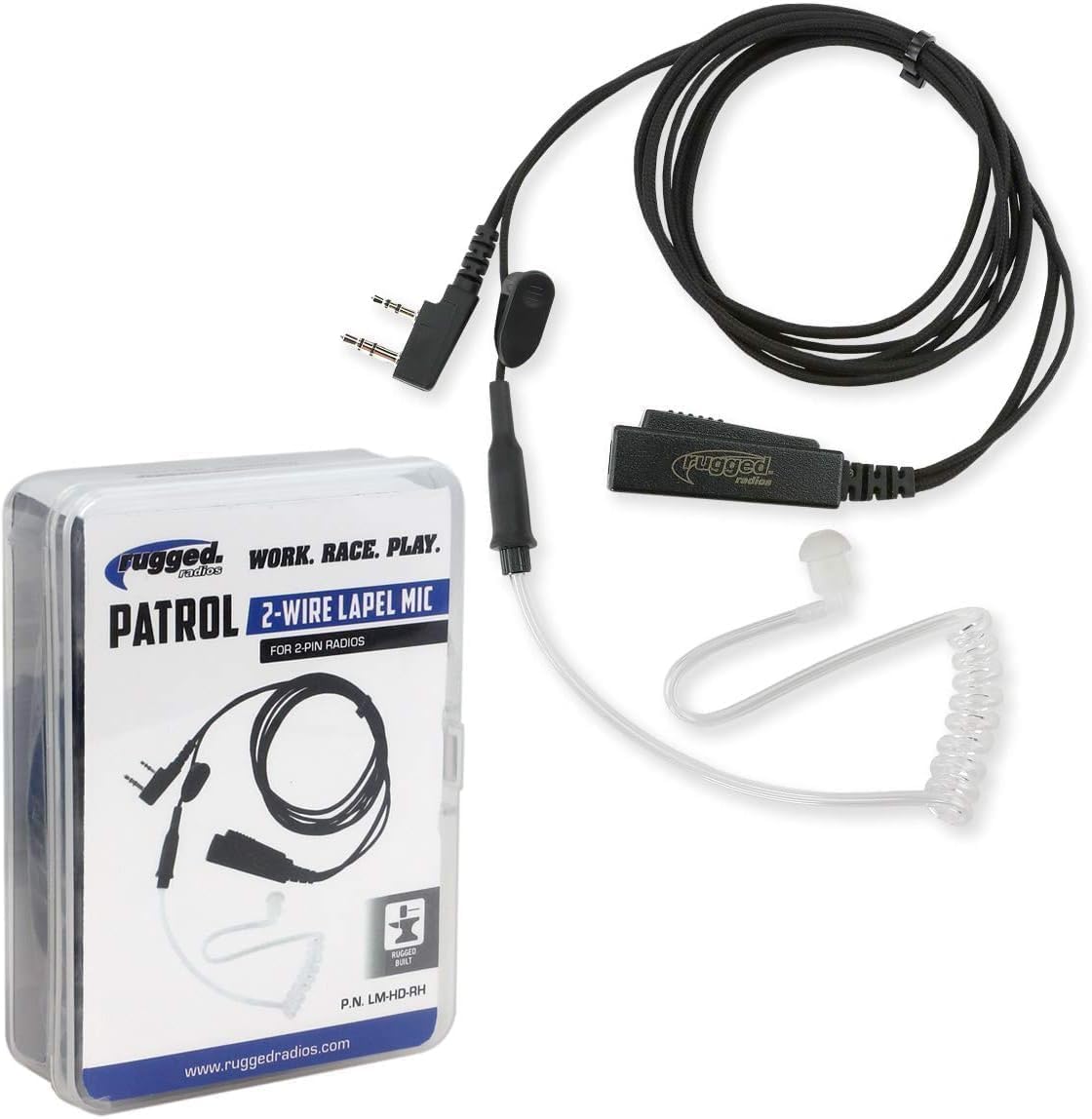 2-Wire Lapel Mic with Acoustic Ear Tube by Rugged Radios